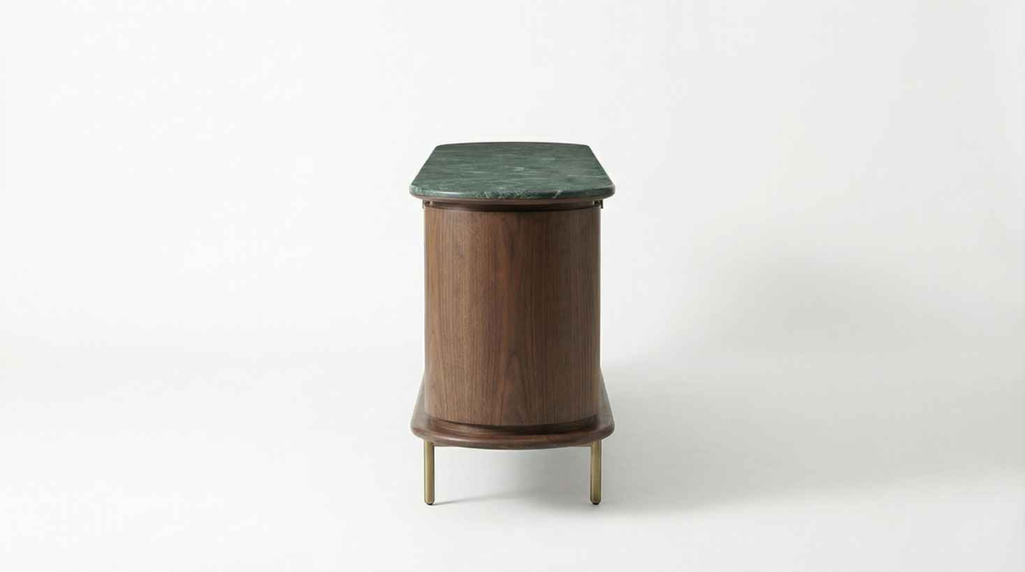 Curved Walnut Sideboard with Marble Top